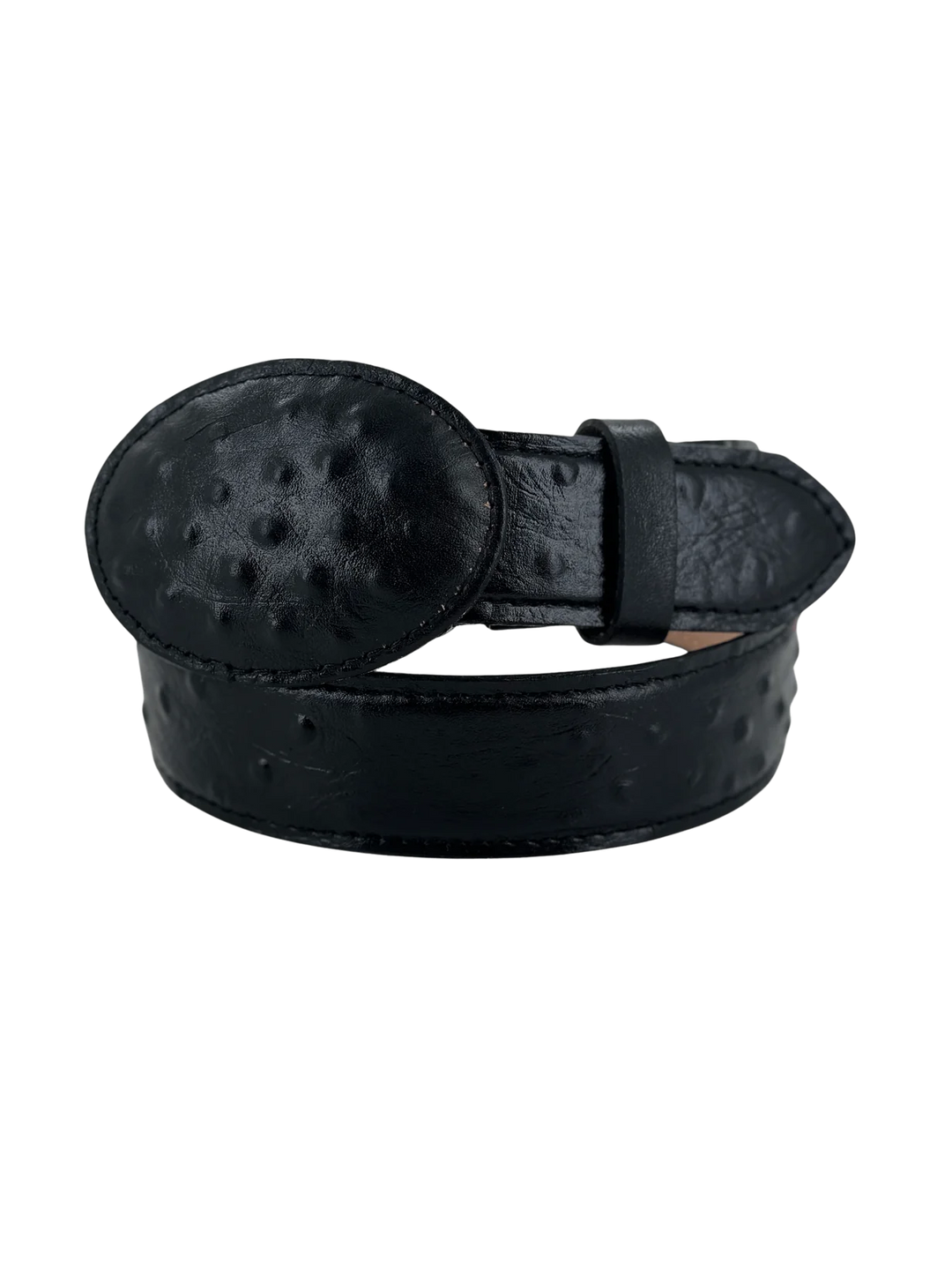 OSTRICH PRINT BELT BLACK