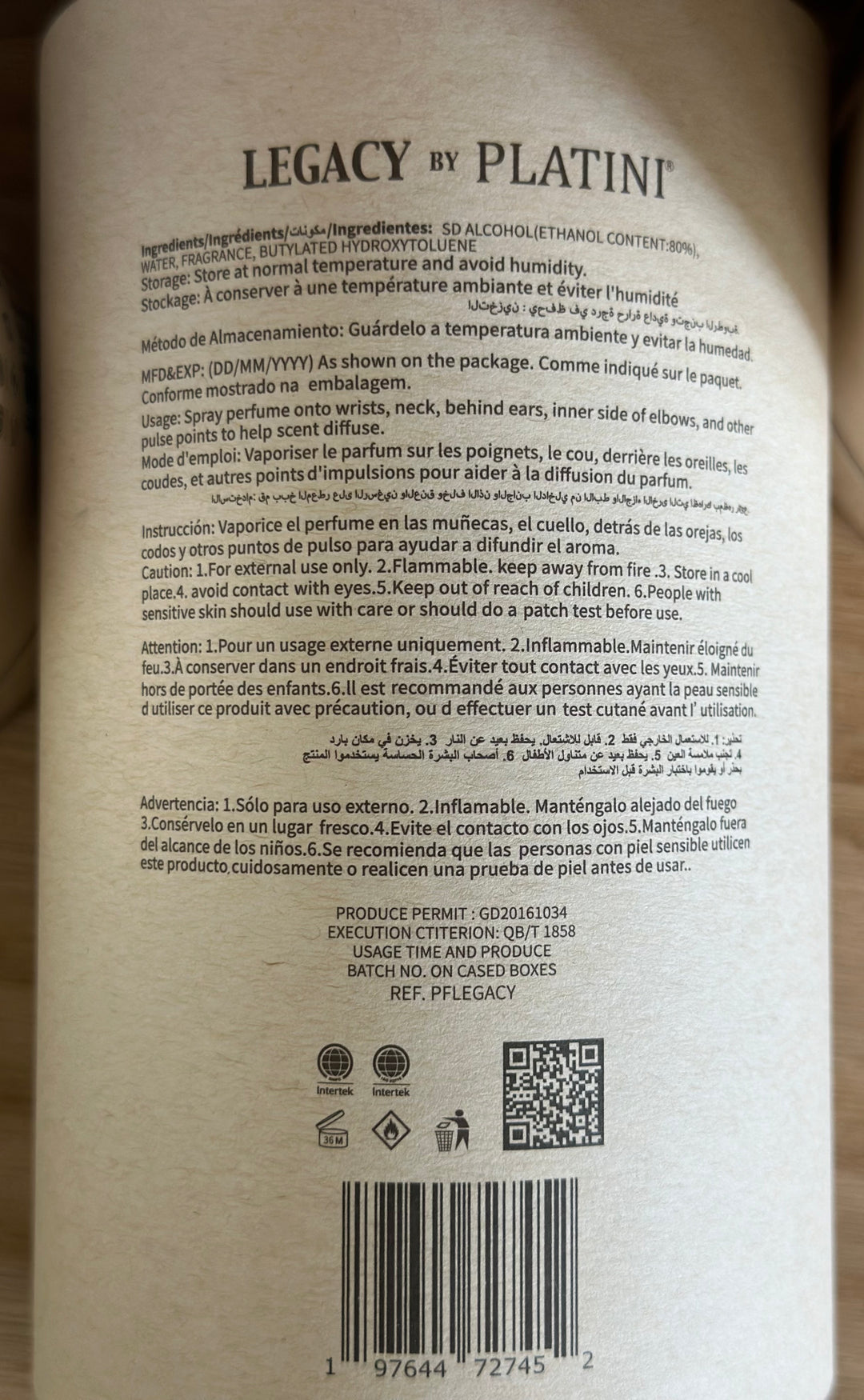 LAGACY EAU PARFUM BY PLATINI