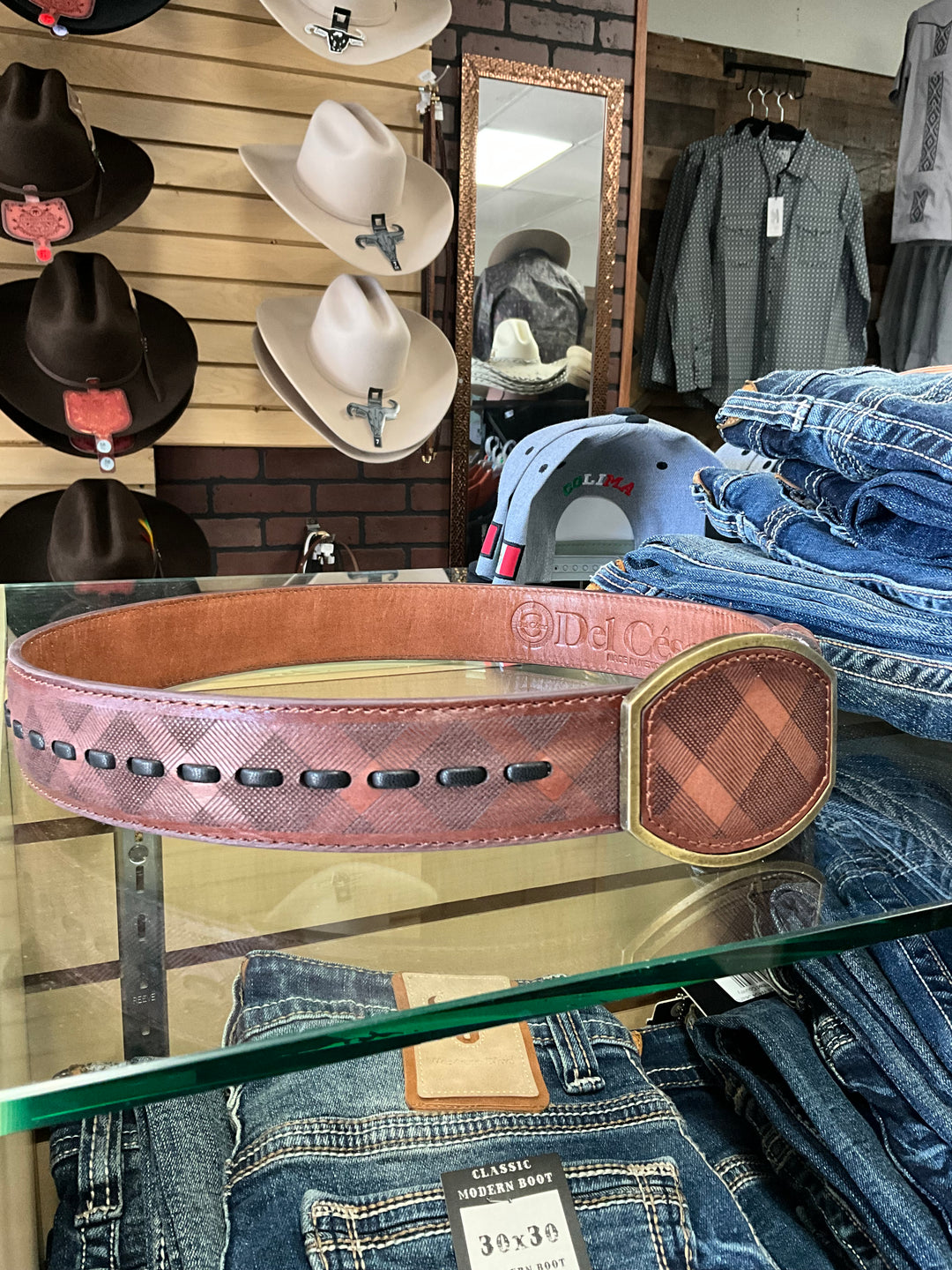 Del Cesar Genuine Leather Brown Belt