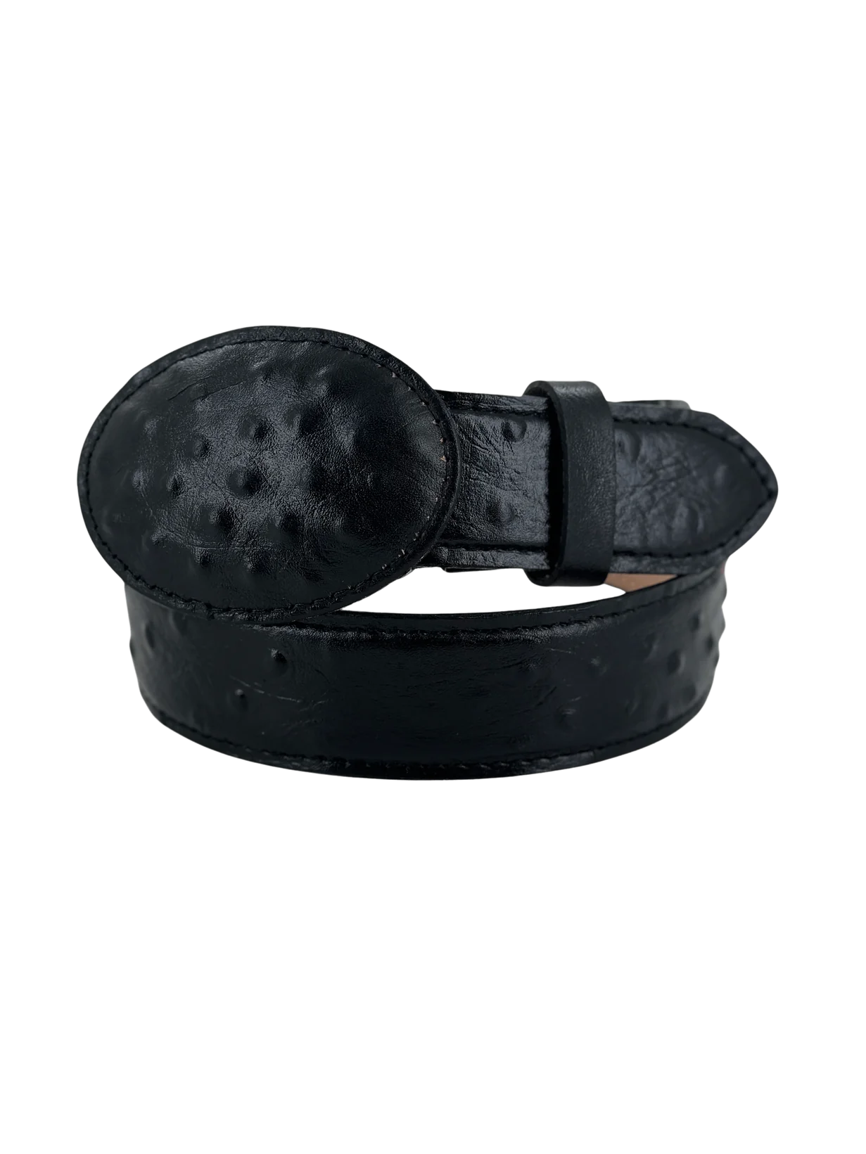 OSTRICH PRINT BELT BLACK