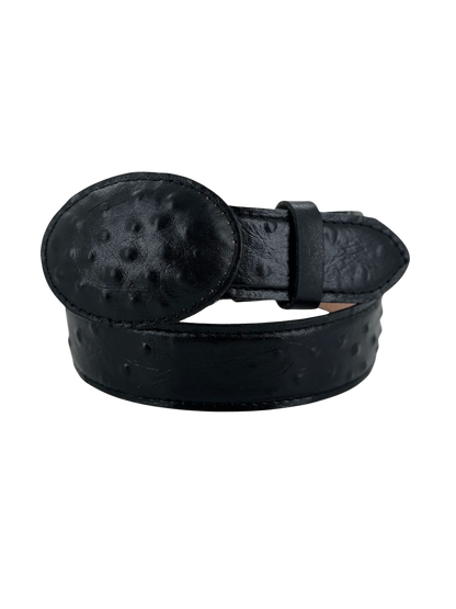 OSTRICH PRINT BELT BLACK