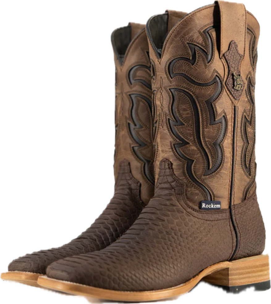PYTHON BROWN SQUARE TOE BOOT