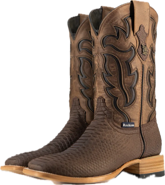 PYTHON BROWN SQUARE TOE BOOT