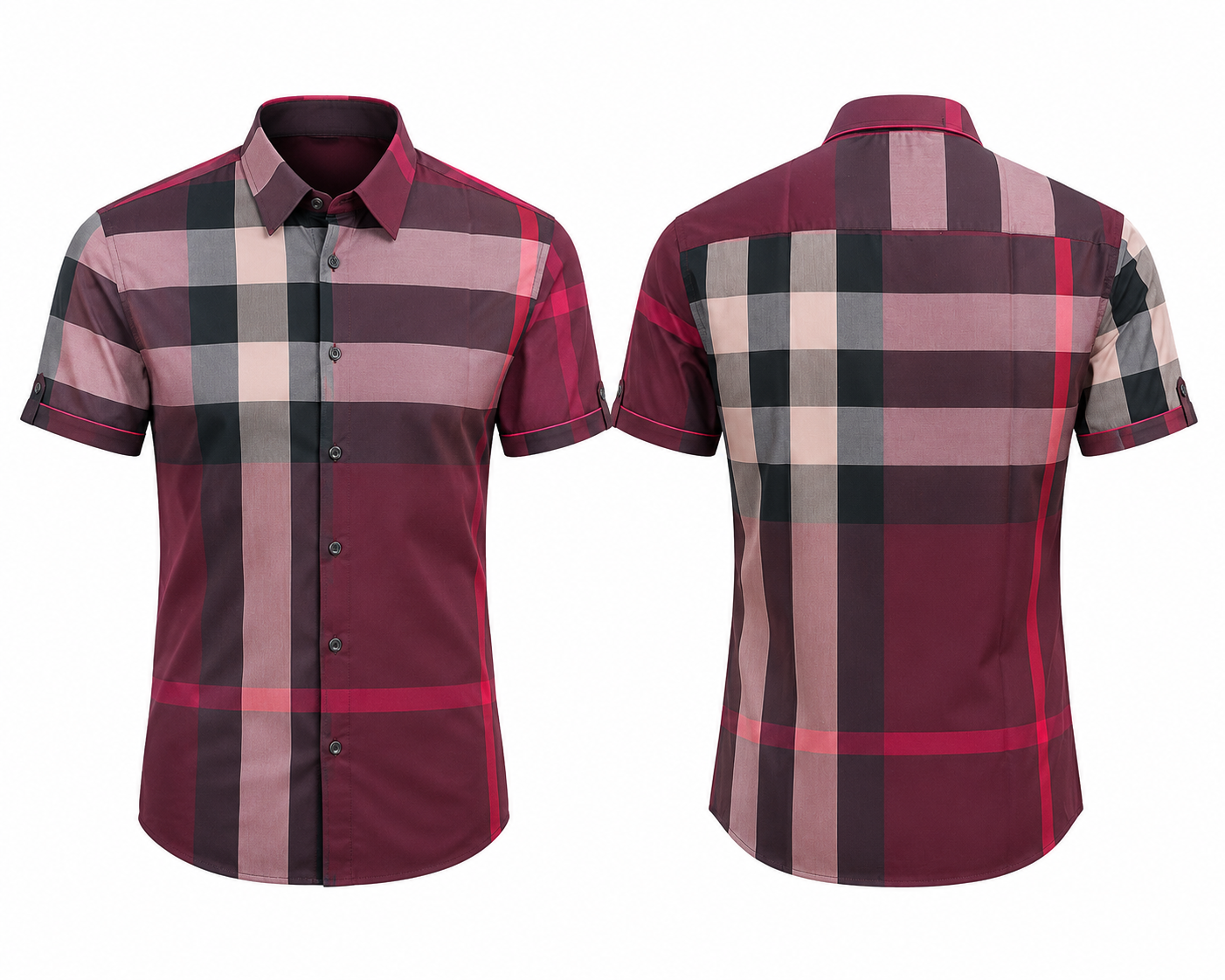 Morelli Premium Wear Men’s Short Sleeve Plaid Red Shirt