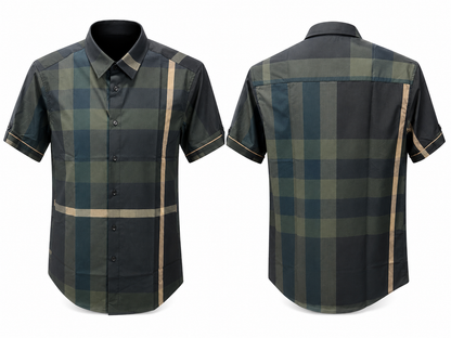 Morelli Premium Wear Men’s Short Sleeve Plaid Green Shirt