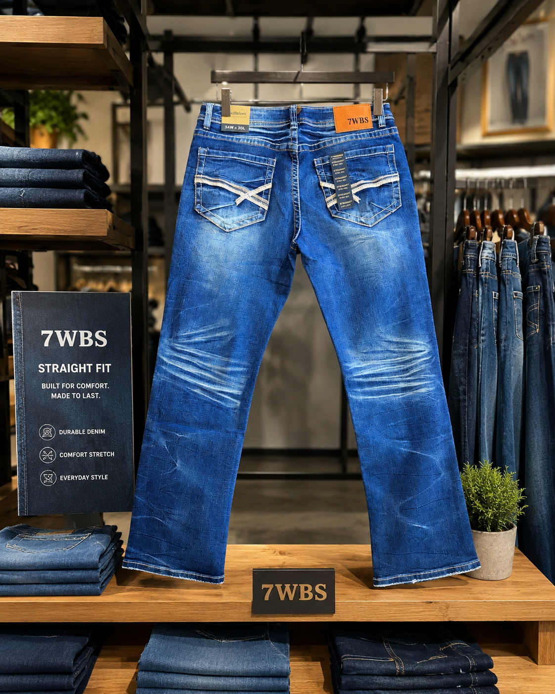 Straight Dark Blue Jeans S-118RE 7 Wellblues